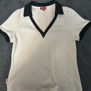 STAUD court volley polo medium ivory and black